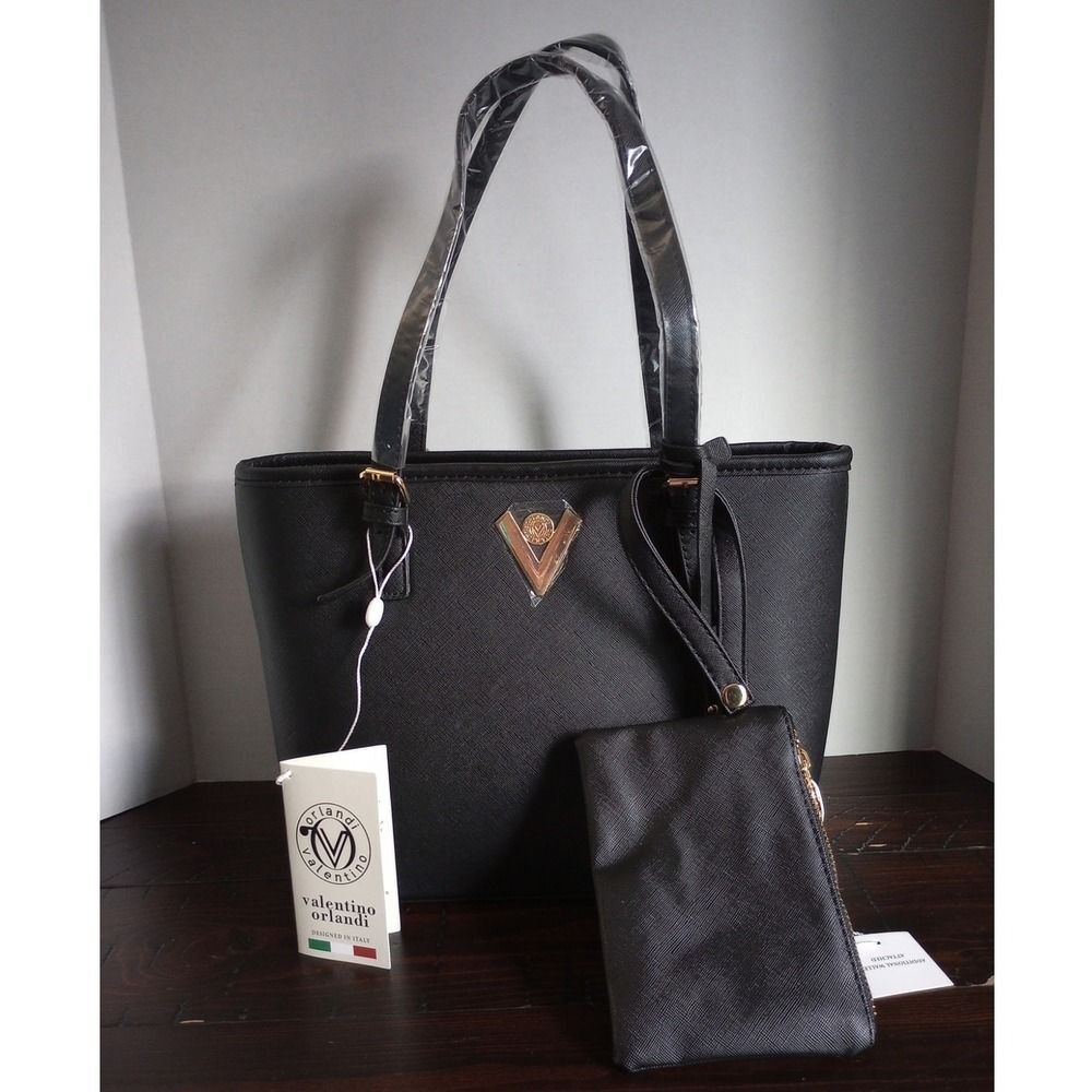 Valentino Orlandi NWT‎ Black Tote Purse Wallet/Clutch